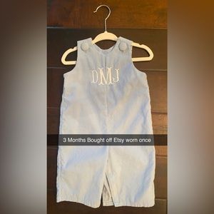 3 month Blue Corduroy Longall Monogrammed DMJ only worn once